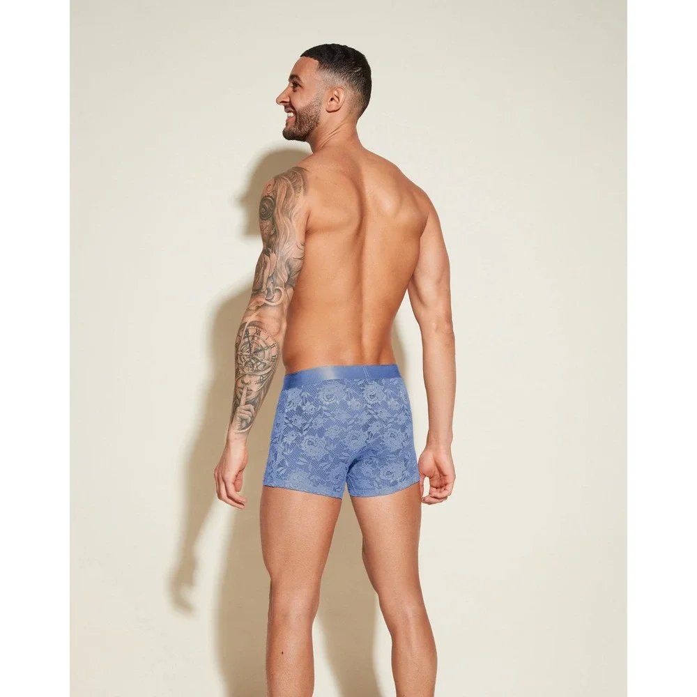 Cosabella Never Say Never Mens Lace Boxer Briefs Blue Floral Underwear New Large